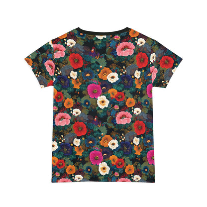 Women's Floral All-Over Print Tee — Vibrant Garden Flowers Pattern