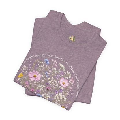 Wildflower Circle T-Shirt — Floral 'Love' Typography Tee