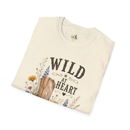 Wild at Heart Cowboy Boot T-Shirt – Floral Western Graphic Tee (Light Weight, Ultra Soft Tee)