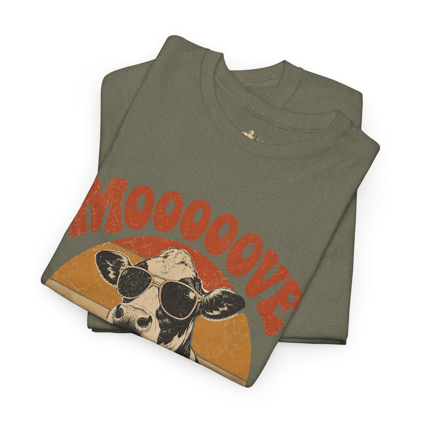 Mooove Over Cow Tee – Retro Vintage Farm Animal Graphic T-Shirt (Heavy Weight Tee)