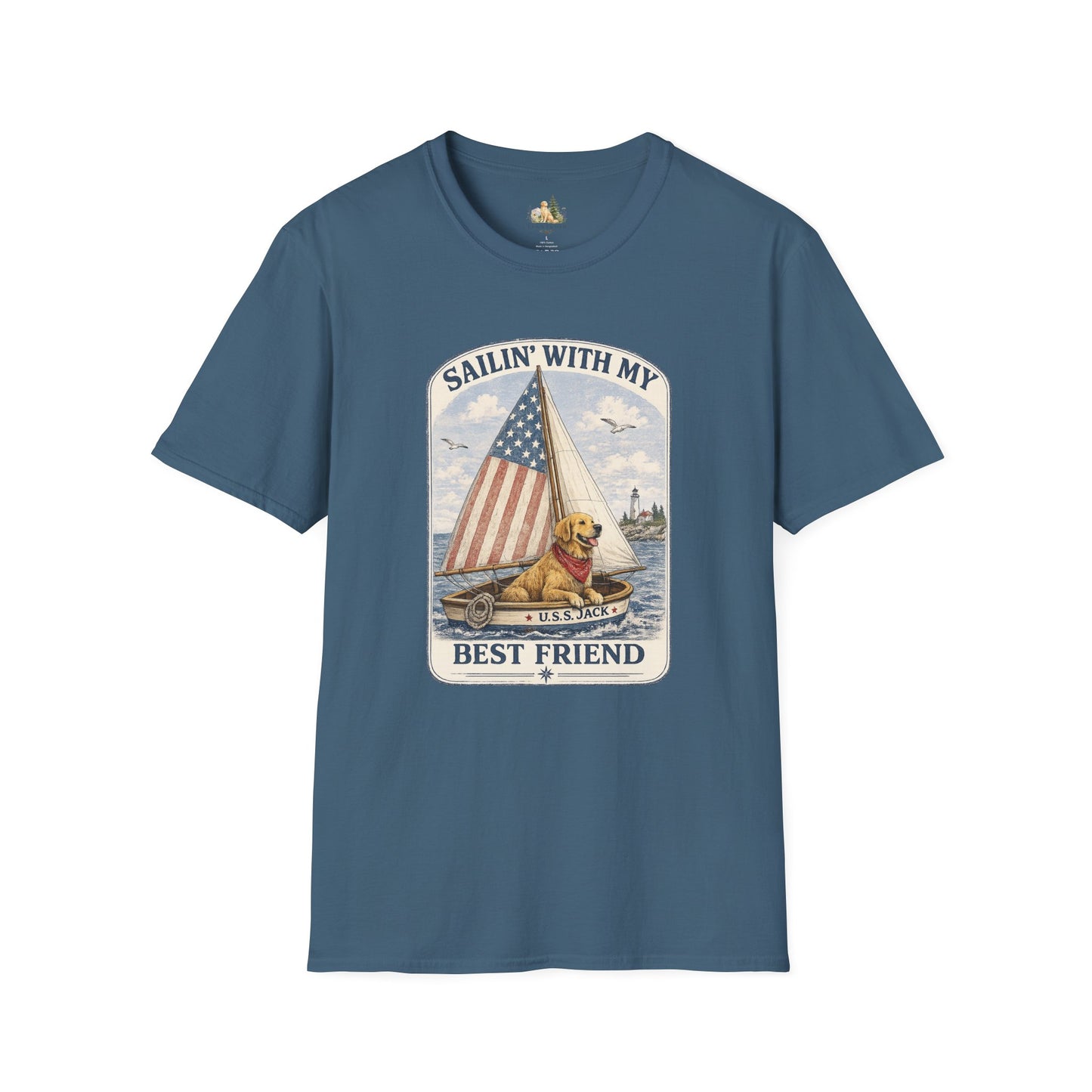 Sailin' With My Best Friend T-Shirt – Patriotic Labrador Dog Sailing Tee (Light Weight, Ultra Soft T-shirt)