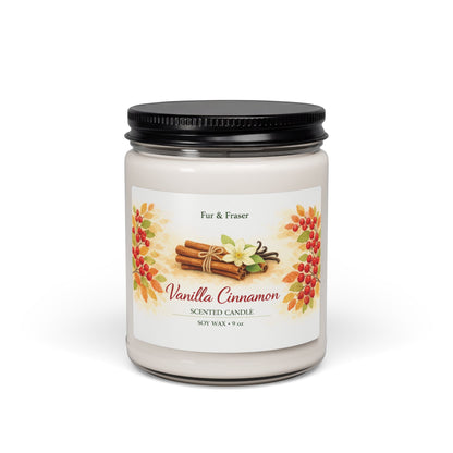 Vanilla Cinnamon Soy Candle — 9oz Scented Jar (Fall & Holiday Cozy Home Fragrance)