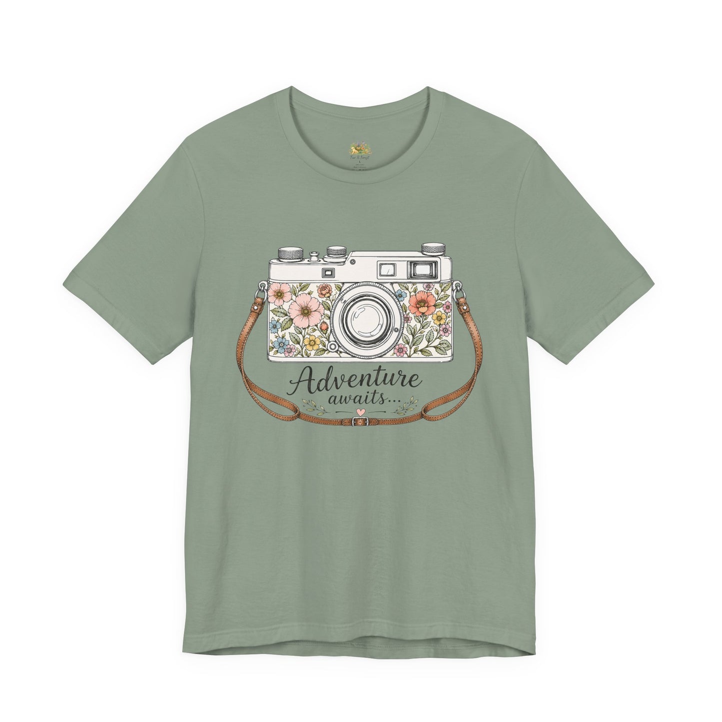 Floral Vintage Camera Adventure Awaits T-Shirt | Photography Travel Tee