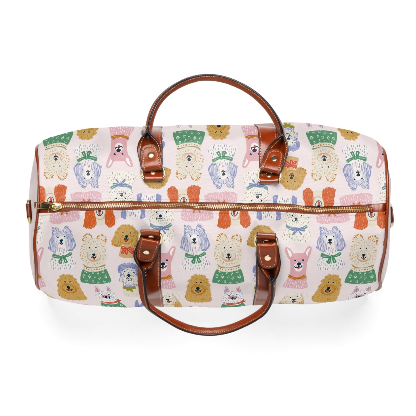 Waterproof Dog Print Travel Bag – Cute Cartoon Pup Weekender Duffel