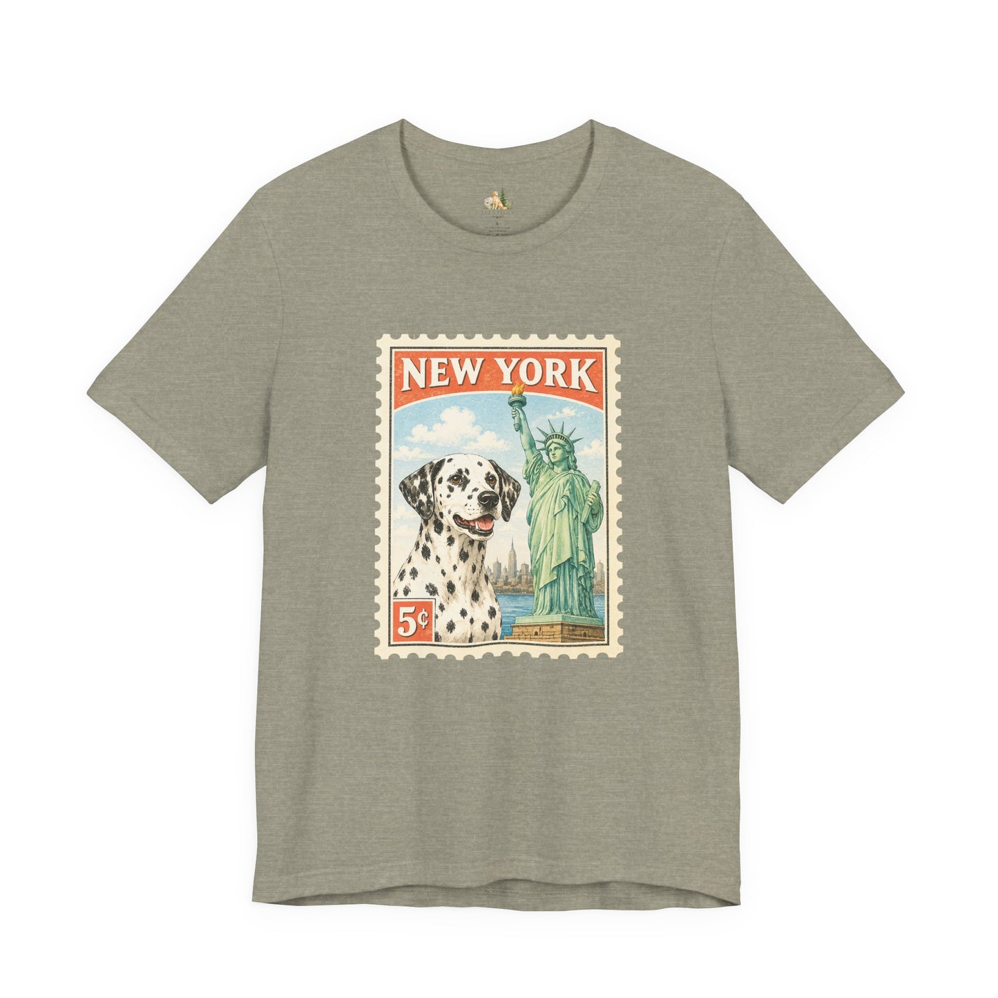 New York Dalmatian T-Shirt | Statue of Liberty Vintage Postage
