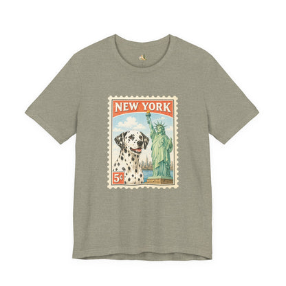 New York Dalmatian T-Shirt | Statue of Liberty Vintage Postage