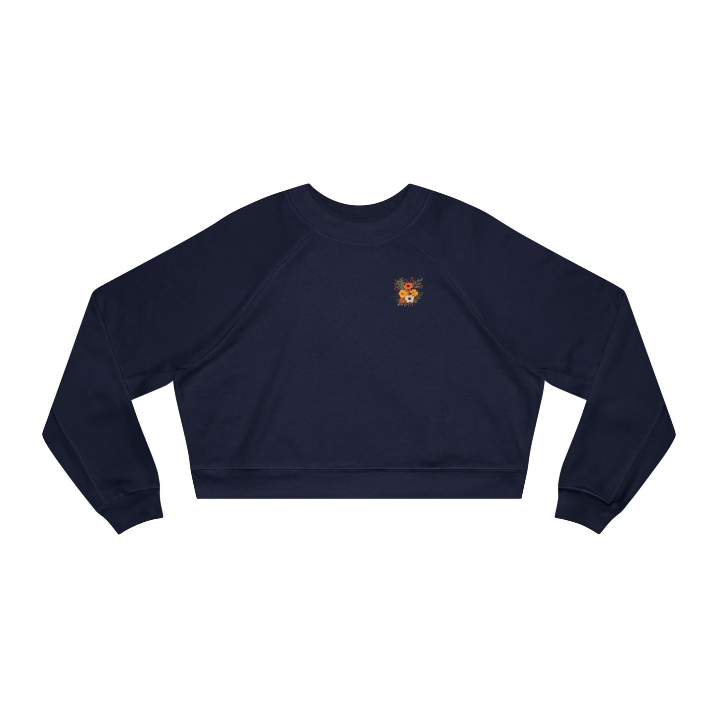 Cropped Pullover — Tiny Fiery Flowers Embroidered Fleece
