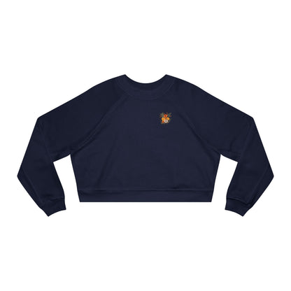Cropped Pullover — Tiny Fiery Flowers Embroidered Fleece