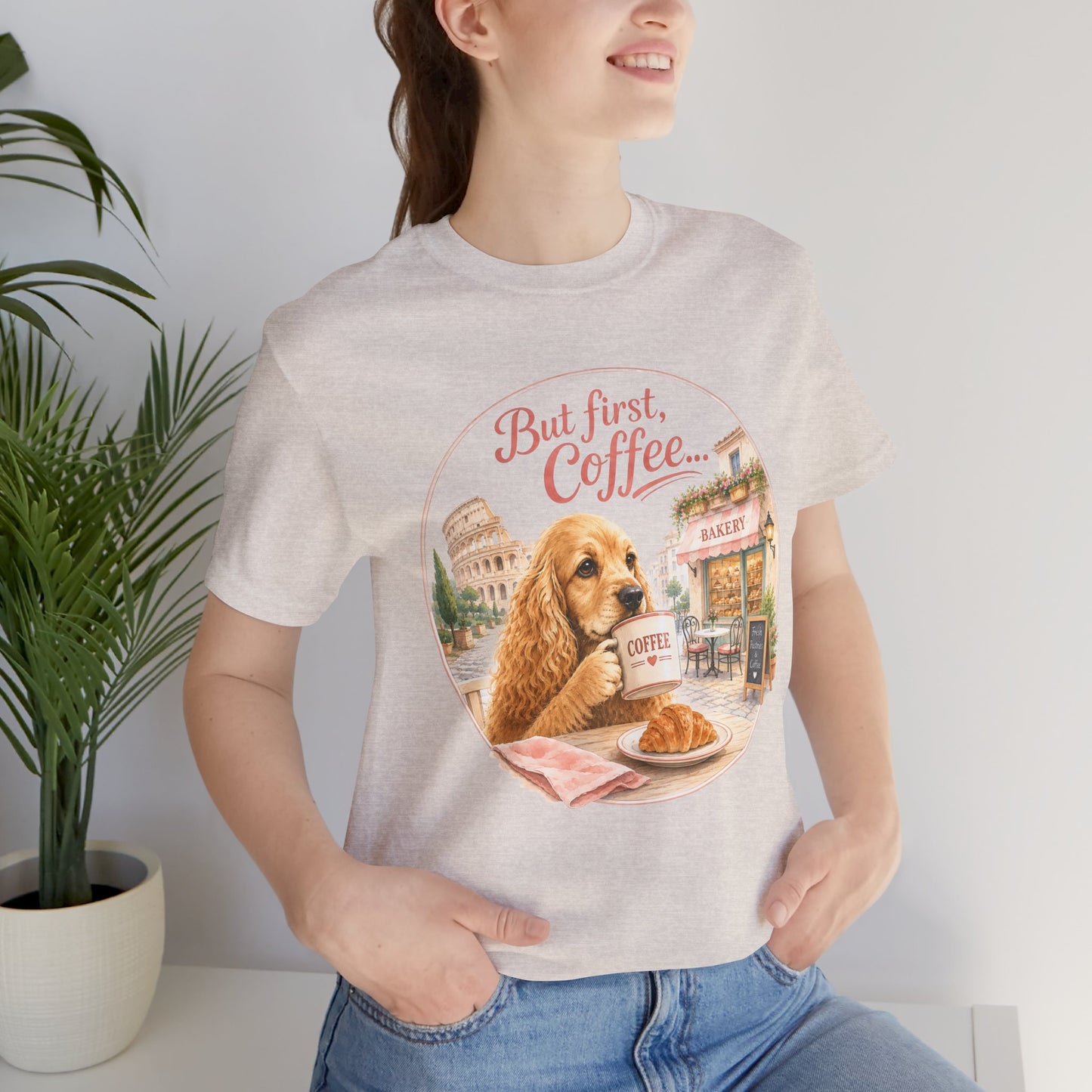 But First Coffee T‑Shirt — Cute Dog Café Graphic Tee