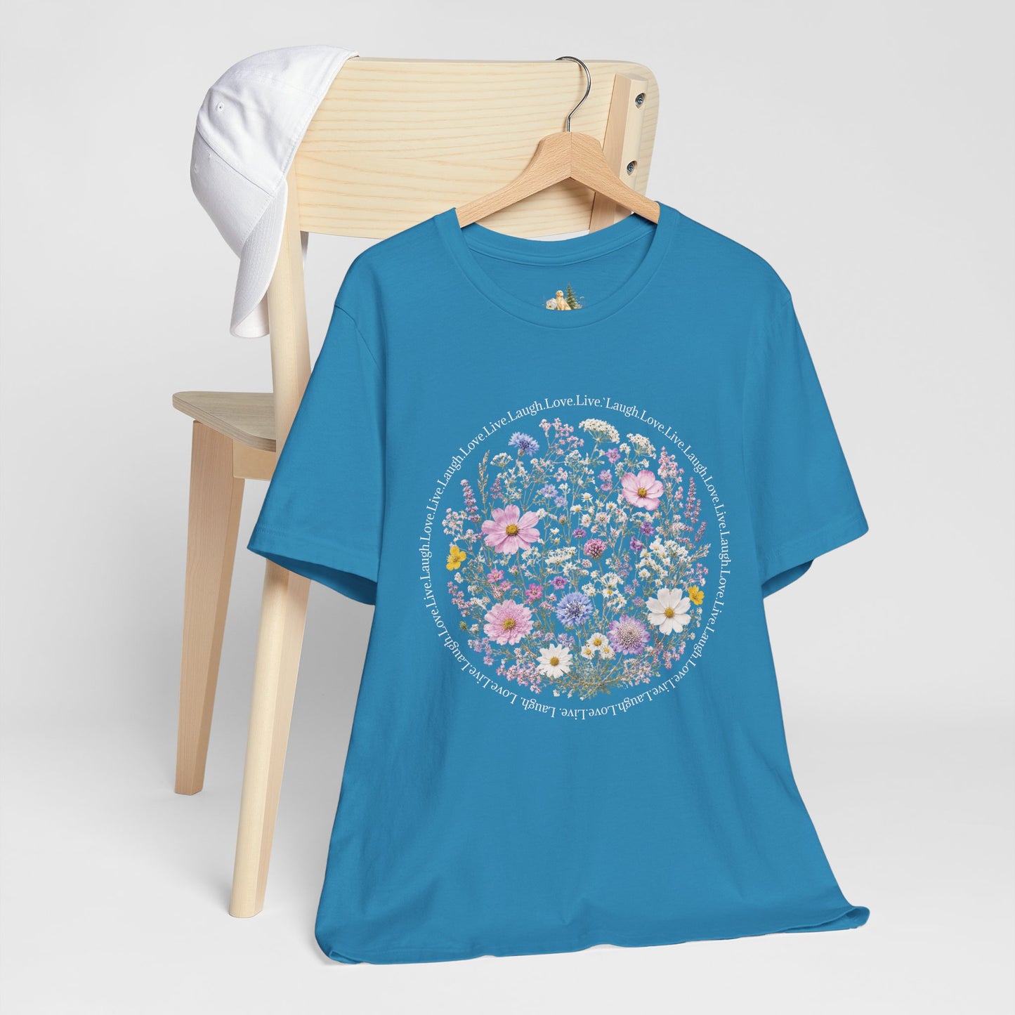 Wildflower Circle T-Shirt — Floral 'Love' Typography Tee