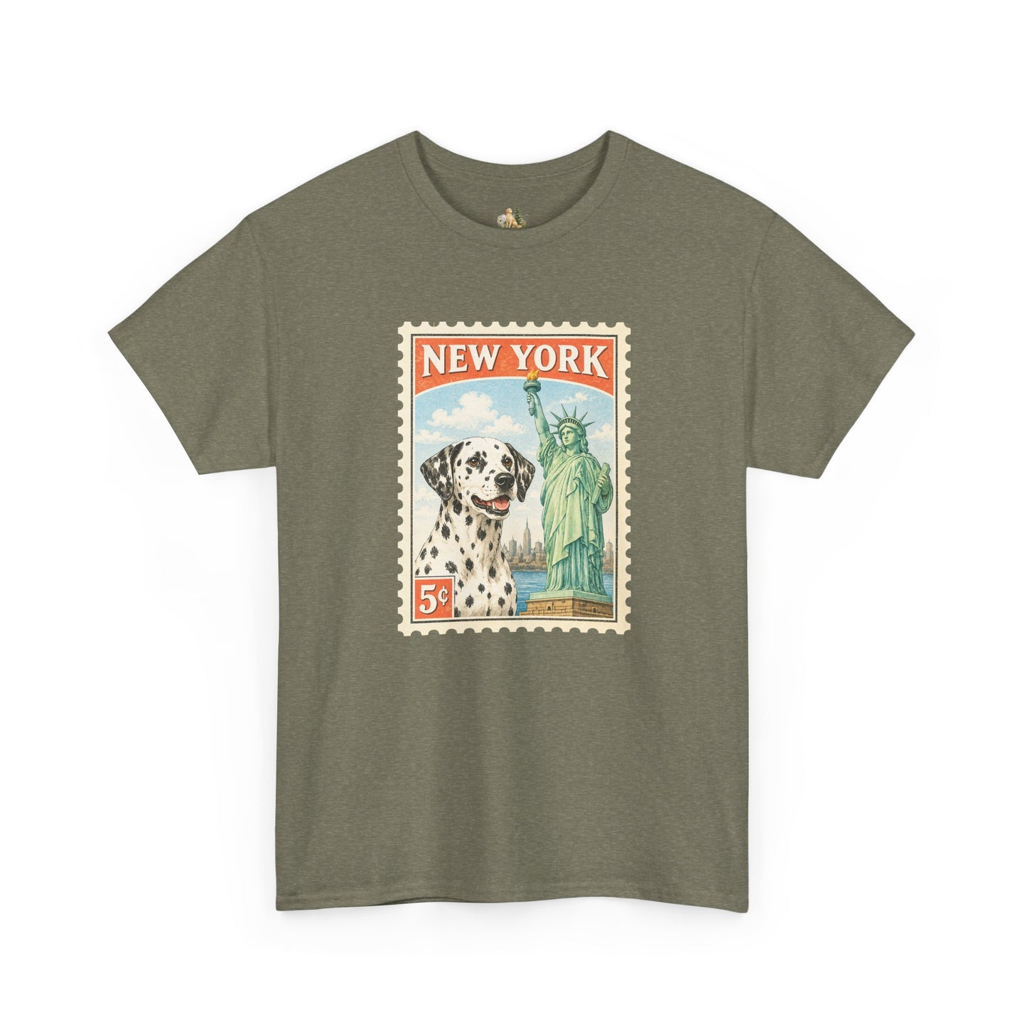 New York Dalmatian T-Shirt | Statue of Liberty Vintage Postage (Heavy Weight Tee)