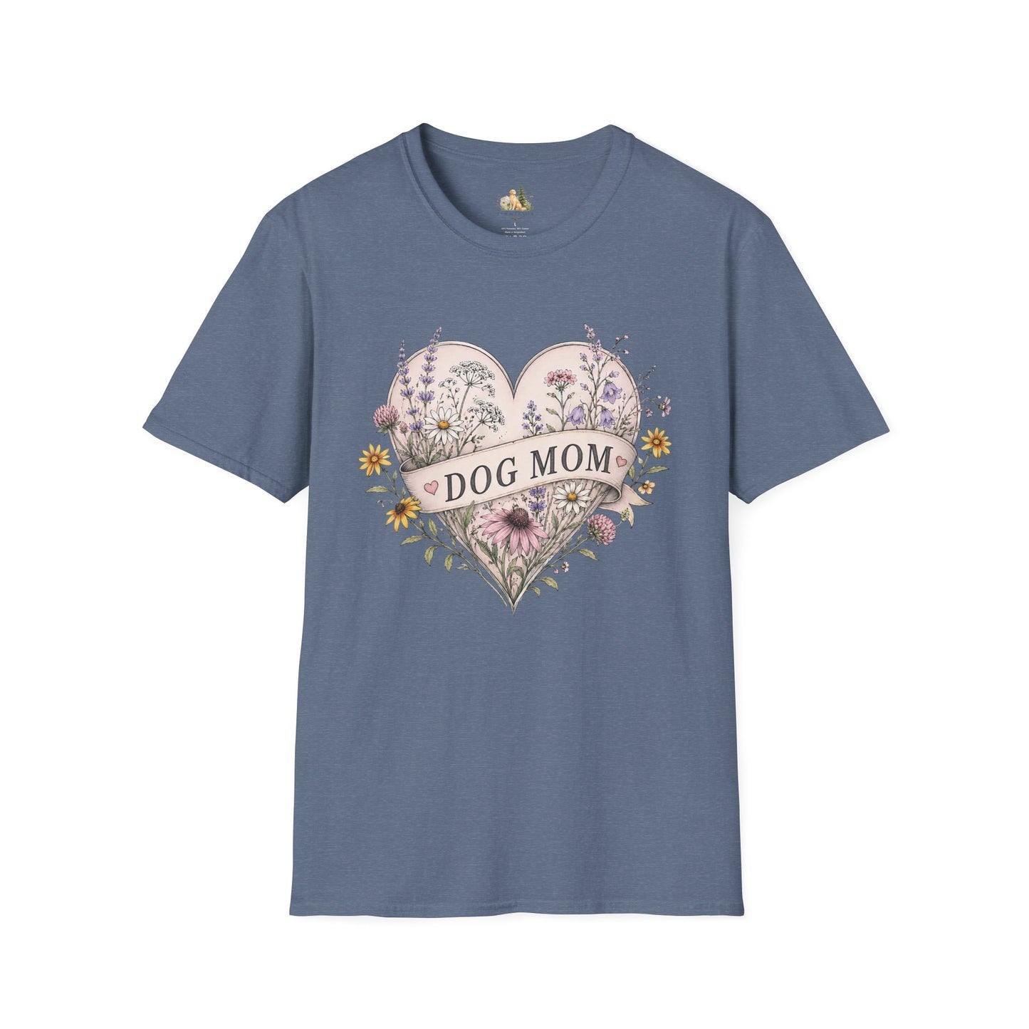 Dog Mom Floral Heart T-Shirt (Light Weight, Ultra Soft)