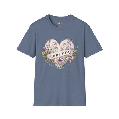 Dog Mom Floral Heart T-Shirt (Light Weight, Ultra Soft)