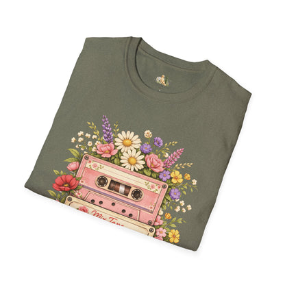 Retro Floral Cassette T-Shirt — Mix Tape Design for Music Lovers (Light Weight Ulta Soft Tee)