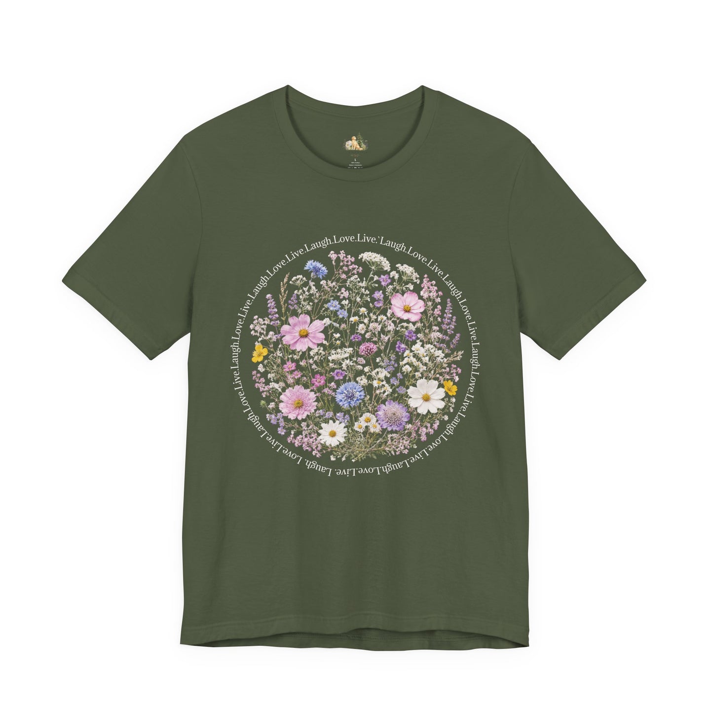 Wildflower Circle T-Shirt — Floral 'Love' Typography Tee