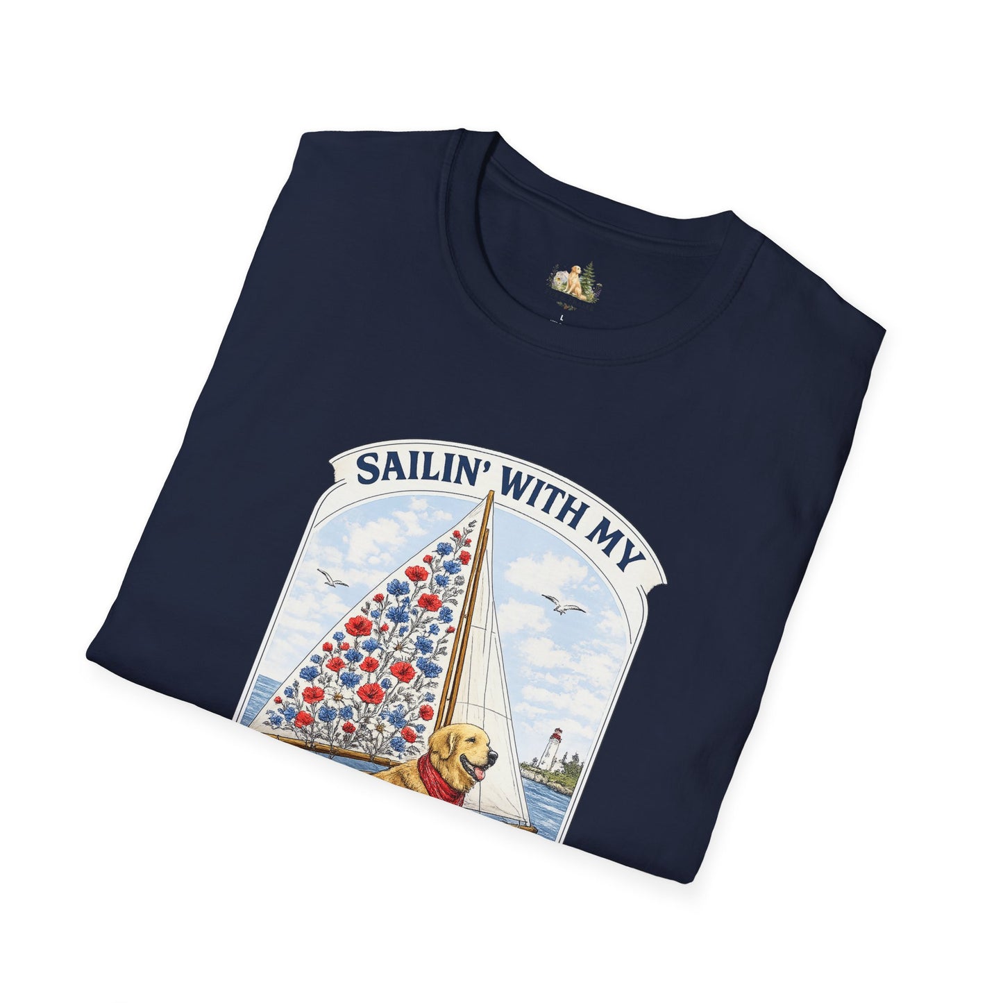 Sailing With My Best Friend dog sailboat T-Shirt | nautical pet lover tee (Light Weight, Ultra Soft Tee)