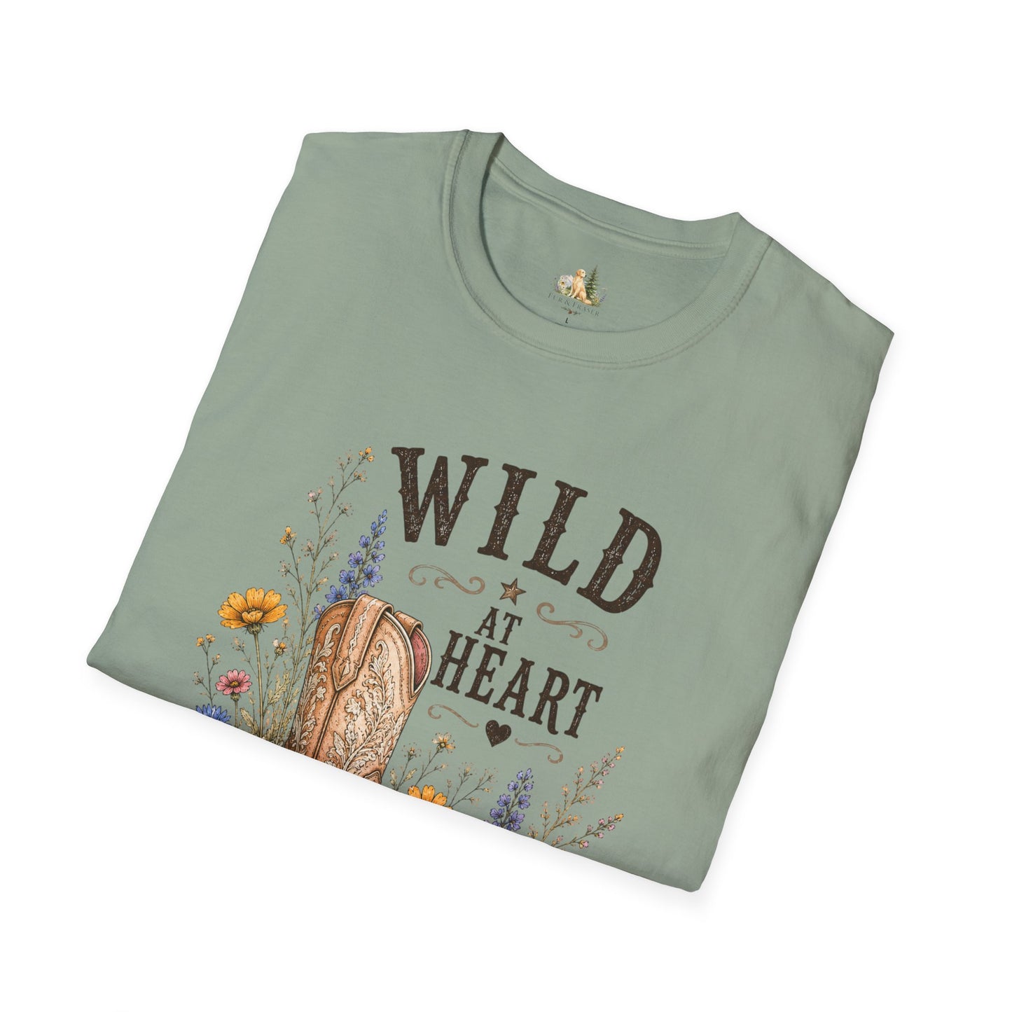 Wild at Heart Cowboy Boot T-Shirt – Floral Western Graphic Tee (Light Weight, Ultra Soft Tee)