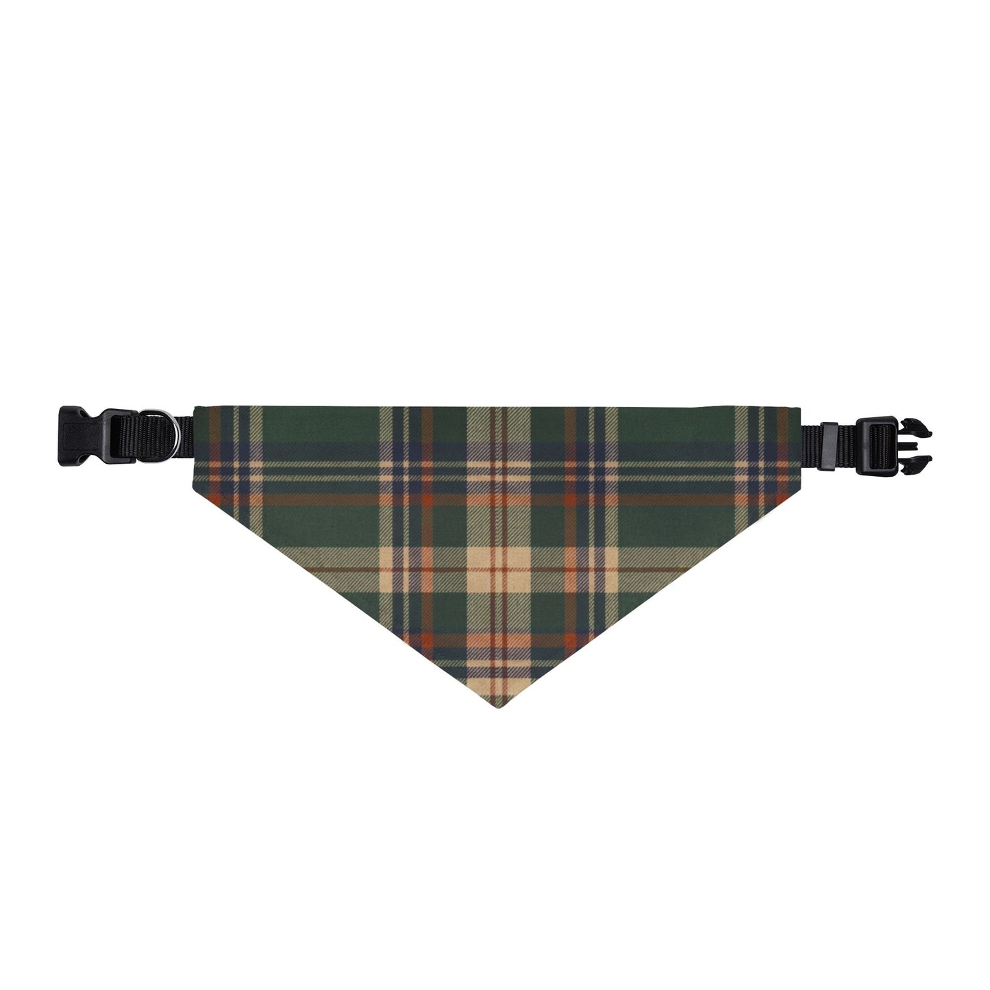 Plaid Clip-On Pet Bandana – Classic Green Tartan Collar Accessory