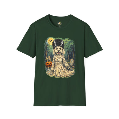 Unisex Halloween Dog Bride Of Barkenstein T-Shirt —What Tails Lurk Behind The Pines Collection