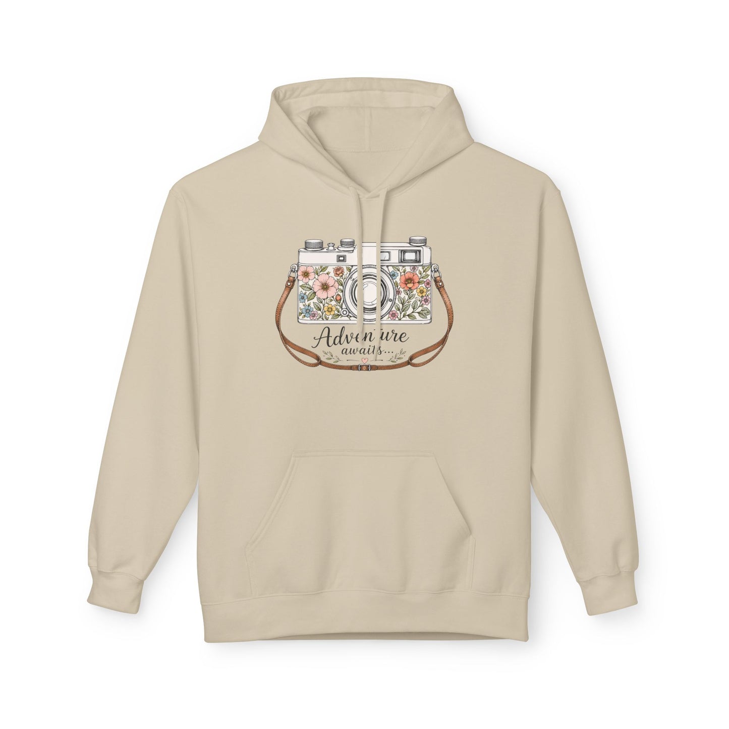 Adventure Camera Hoodie | Vintage Film Camera Illustration, Floral Travel Design