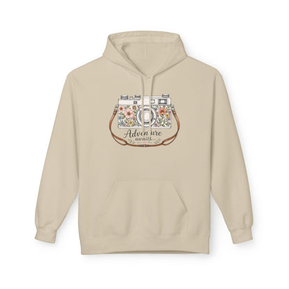 Adventure Camera Hoodie | Vintage Film Camera Illustration, Floral Travel Design
