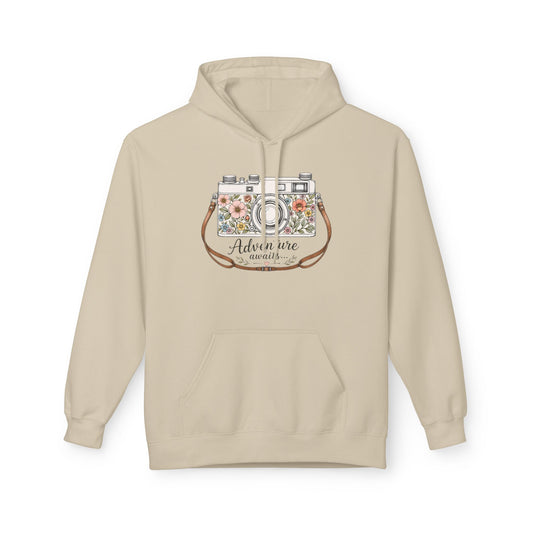 Adventure Camera Hoodie | Vintage Film Camera Illustration, Floral Travel Design