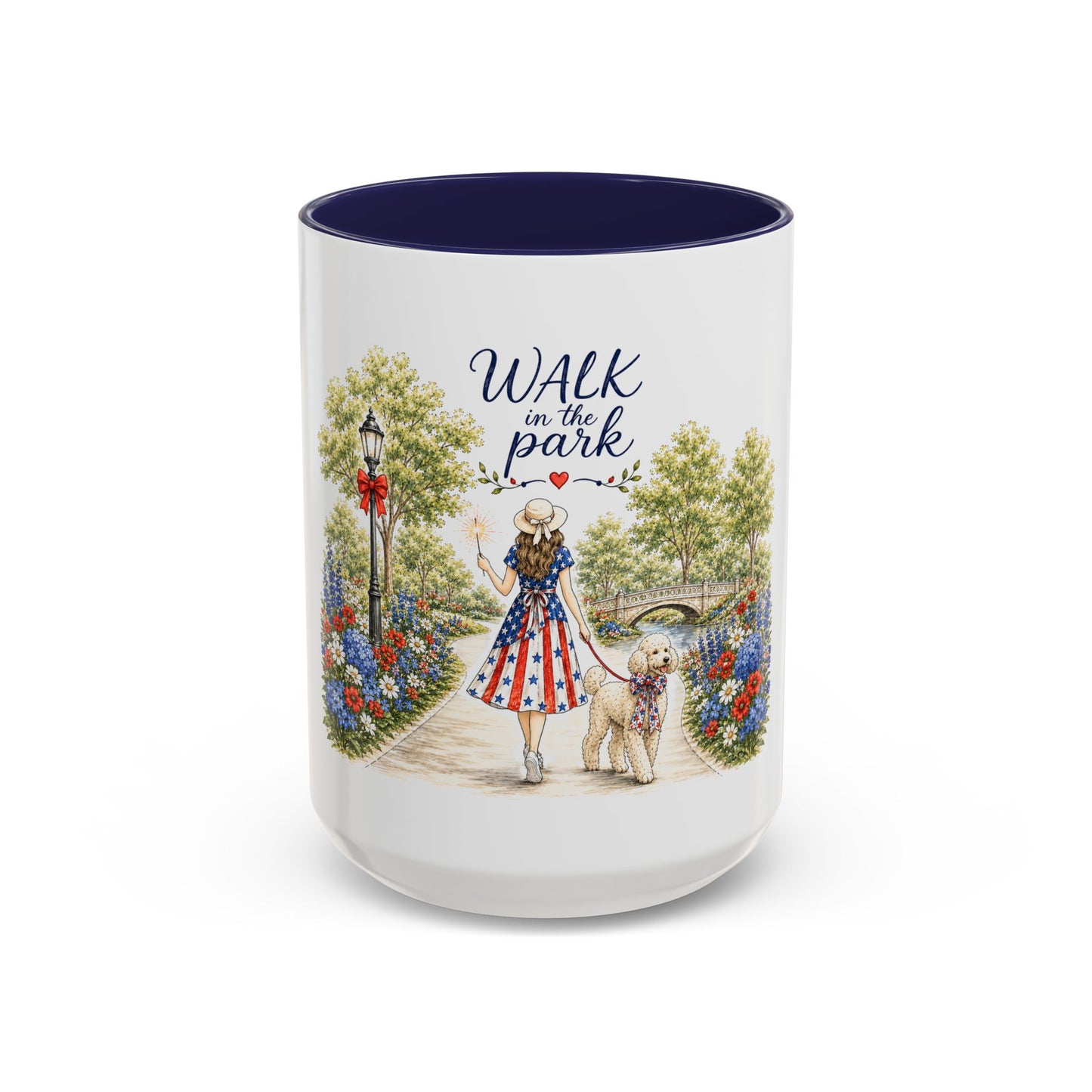 Walk in the Park girl with dog Mug | Accent coffee mug 11oz 15oz