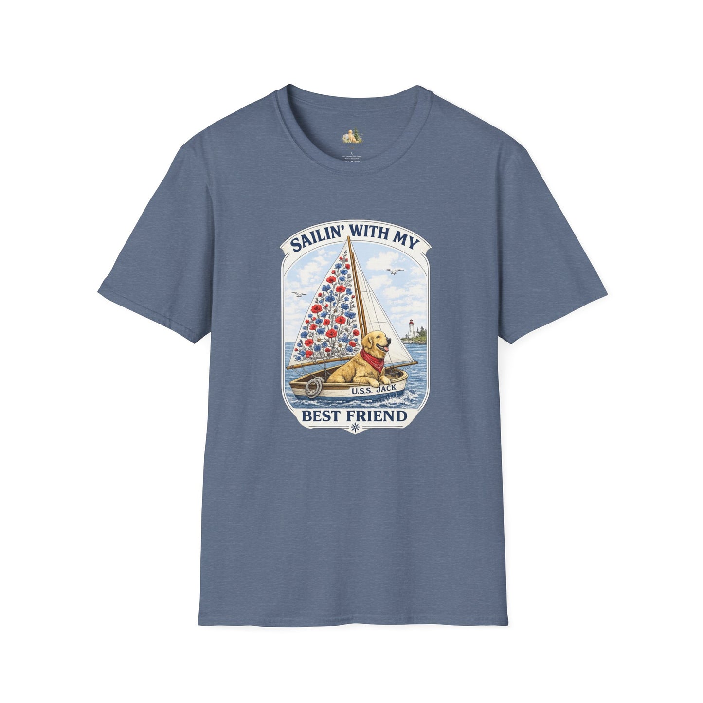 Sailing With My Best Friend dog sailboat T-Shirt | nautical pet lover tee (Light Weight, Ultra Soft Tee)