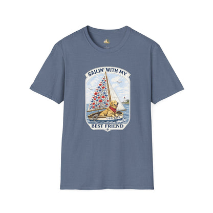 Sailing With My Best Friend dog sailboat T-Shirt | nautical pet lover tee (Light Weight, Ultra Soft Tee)