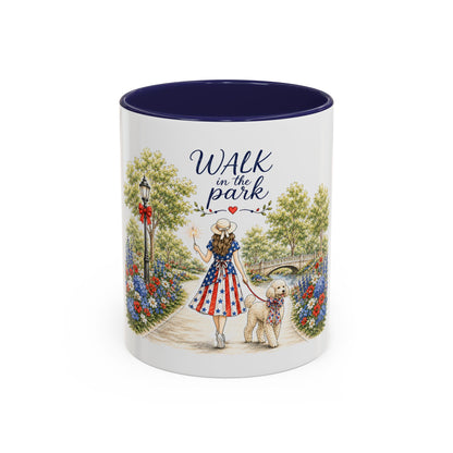 Walk in the Park girl with dog Mug | Accent coffee mug 11oz 15oz