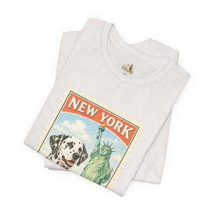 New York Dalmatian T-Shirt | Statue of Liberty Vintage Postage