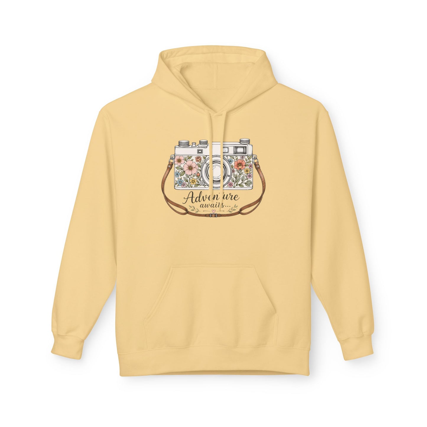 Adventure Camera Hoodie | Vintage Film Camera Illustration, Floral Travel Design