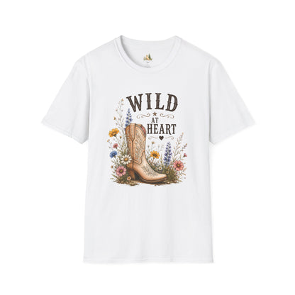 Wild at Heart Cowboy Boot T-Shirt – Floral Western Graphic Tee (Light Weight, Ultra Soft Tee)