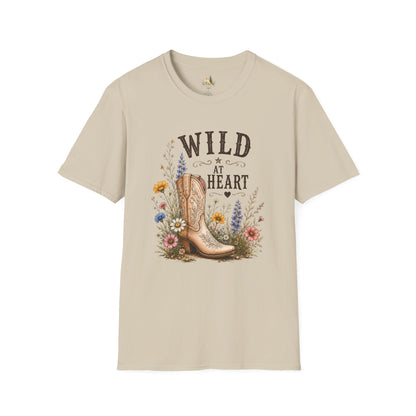 Wild at Heart Cowboy Boot T-Shirt – Floral Western Graphic Tee (Light Weight, Ultra Soft Tee)