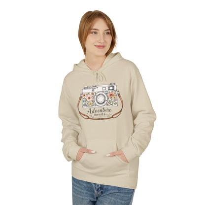 Adventure Camera Hoodie | Vintage Film Camera Illustration, Floral Travel Design