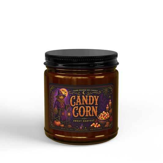 Candy Corn Soy Candle Jar — Autumn Halloween Scented Candle (4oz & 9oz)