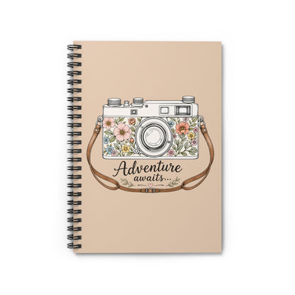 Floral Camera Adventure Awaits Notebook | Spiral Ruled Notebook