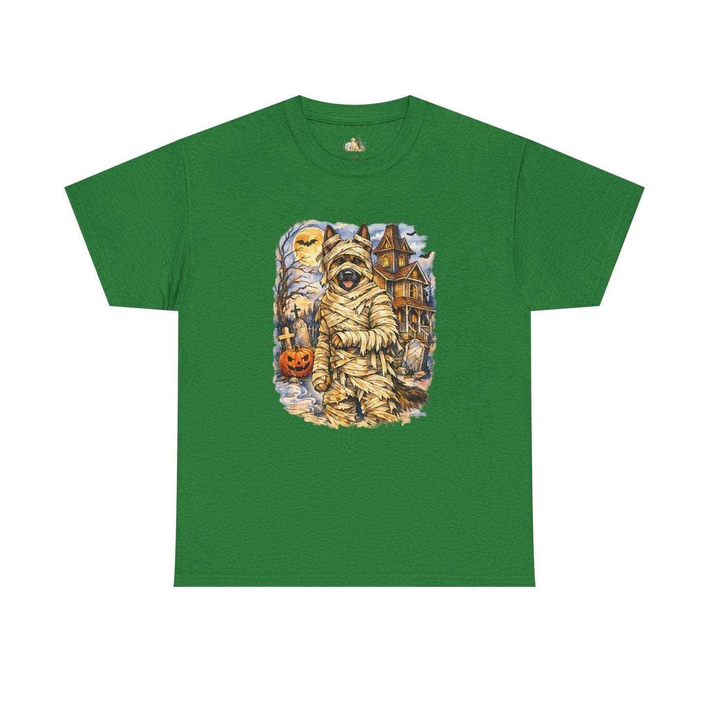 Unisex Mummy German Shepherd Halloween T-Shirt - What Tails Lurk Behind The Pines Collection (Heavy Weight Tee)