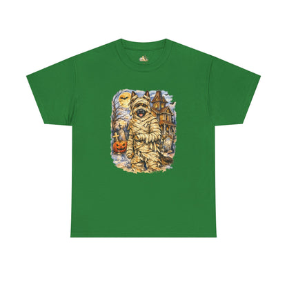 Unisex Mummy German Shepherd Halloween T-Shirt - What Tails Lurk Behind The Pines Collection (Heavy Weight Tee)