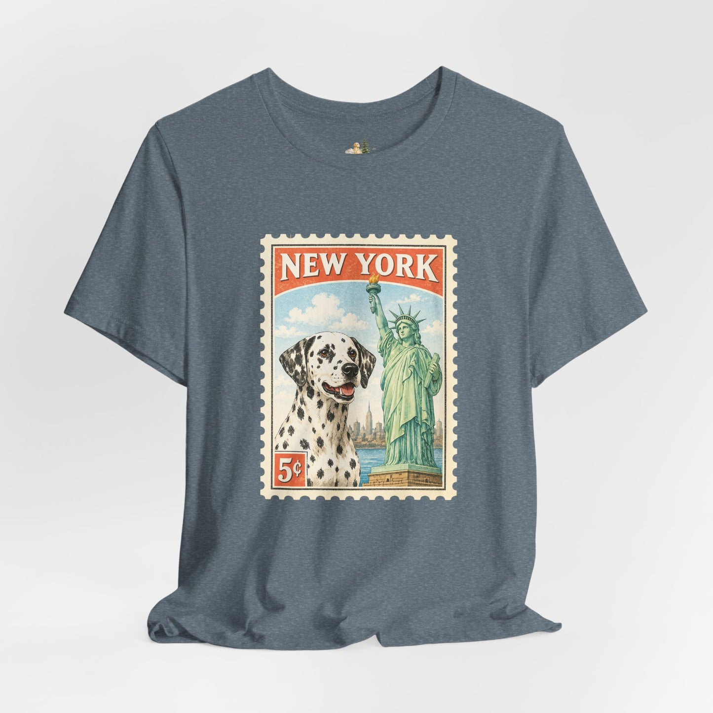 New York Dalmatian T-Shirt | Statue of Liberty Vintage Postage