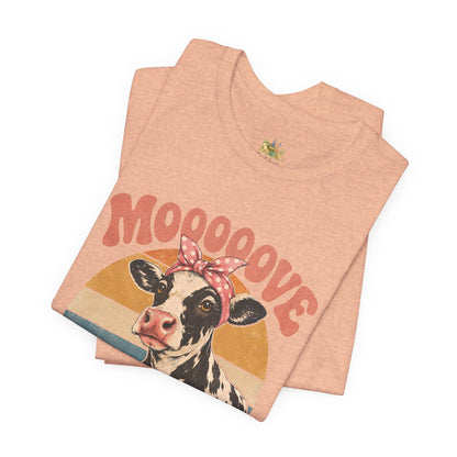 Moooove Over Cow Graphic Tee — Retro Farm Animal Shirt for Women & Men