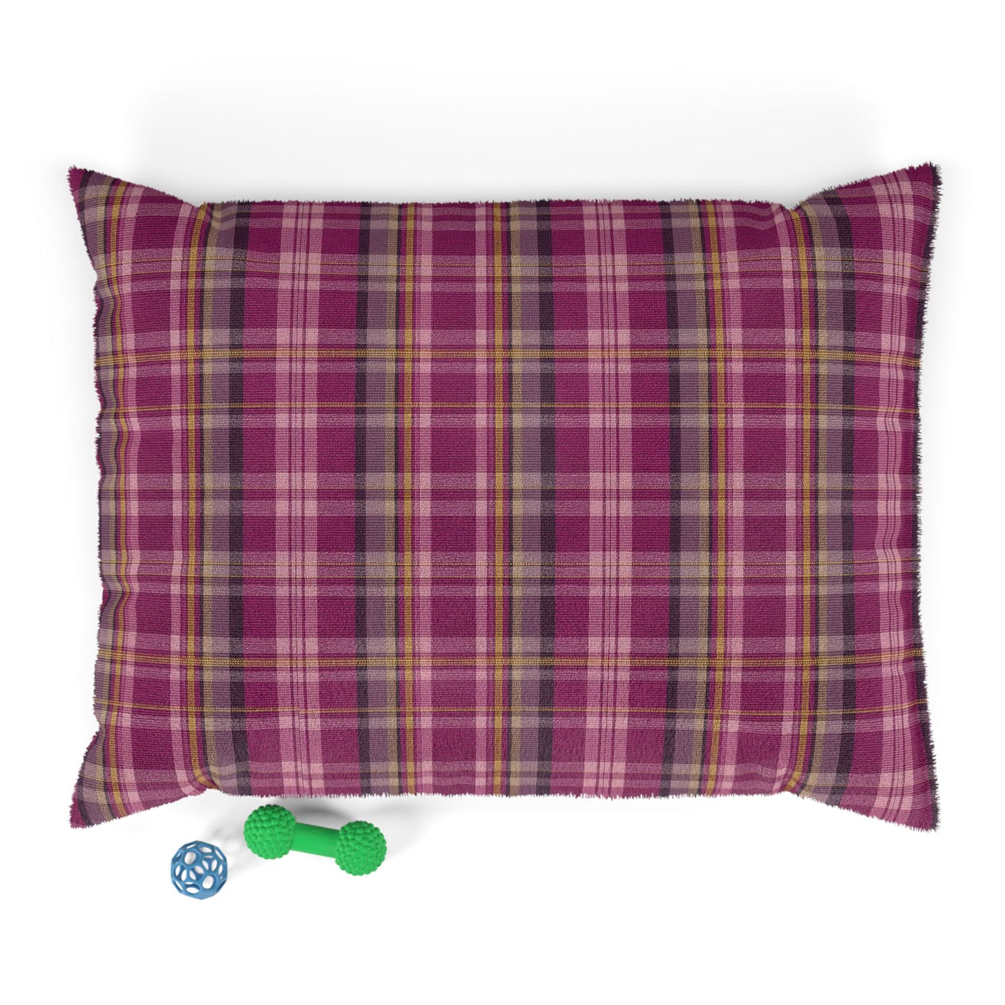 Plaid Fleece Pet Bed - Cozy Pink & Plum Check
