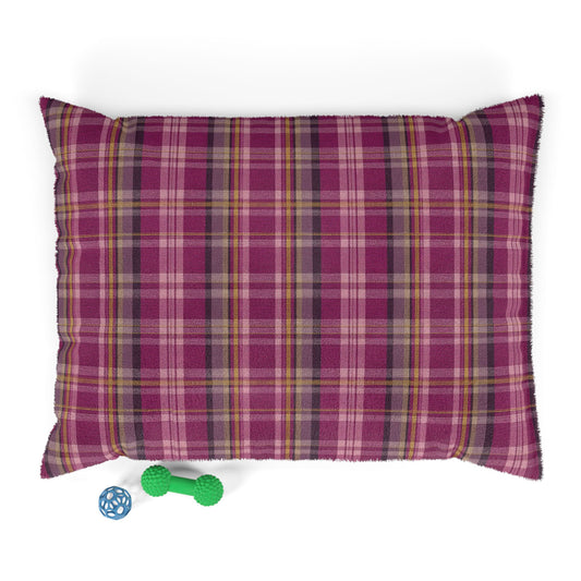 Plaid Fleece Pet Bed - Cozy Pink & Plum Check