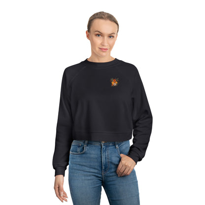 Cropped Pullover — Tiny Fiery Flowers Embroidered Fleece