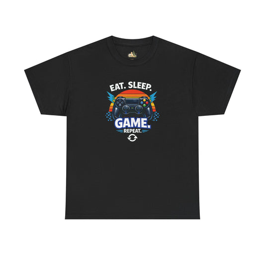 Gaming Controller Graphic Tee — "GAME" Retro Sunset Video Game T-Shirt (Heavy Weight Tee)