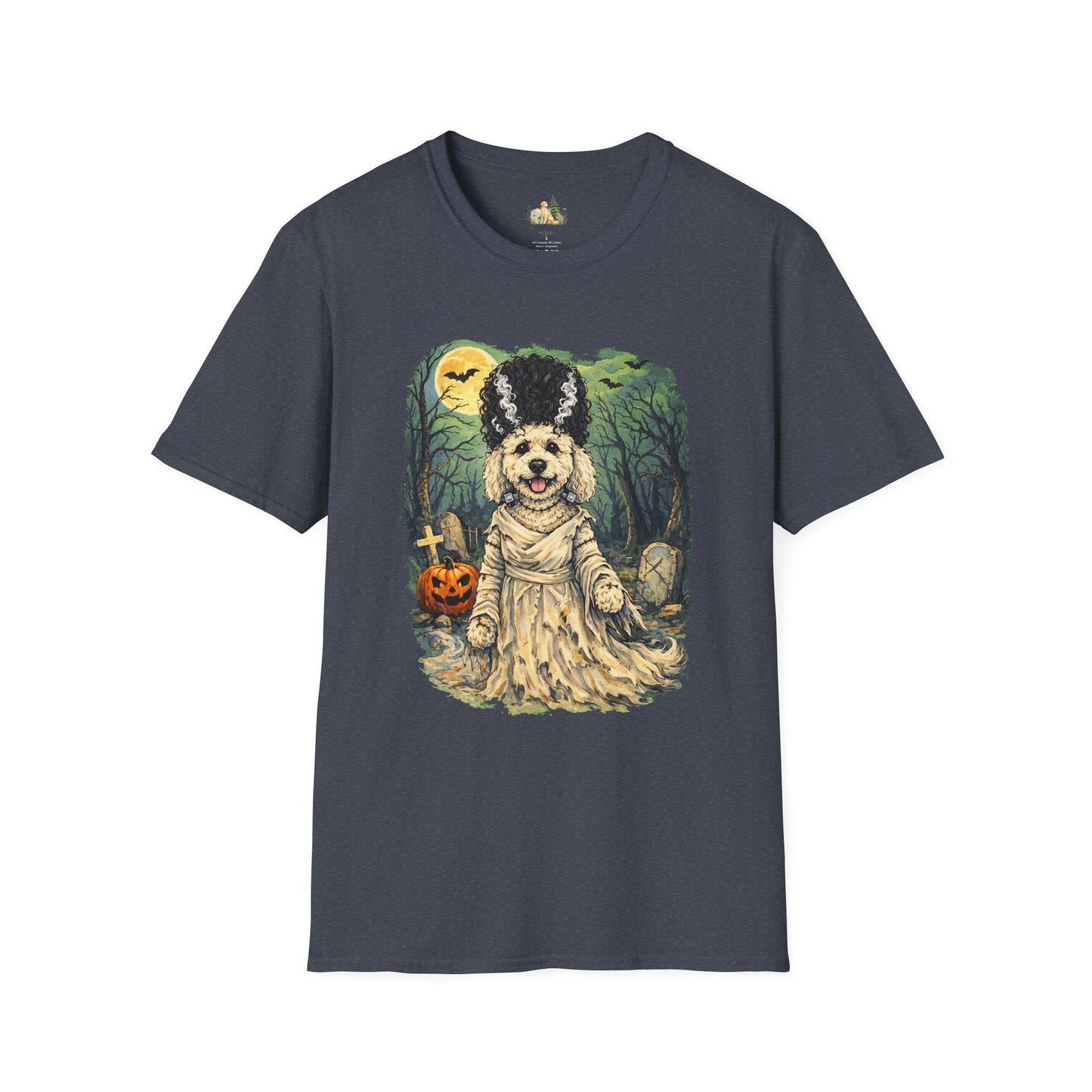 Unisex Halloween Dog Bride Of Barkenstein T-Shirt —What Tails Lurk Behind The Pines Collection