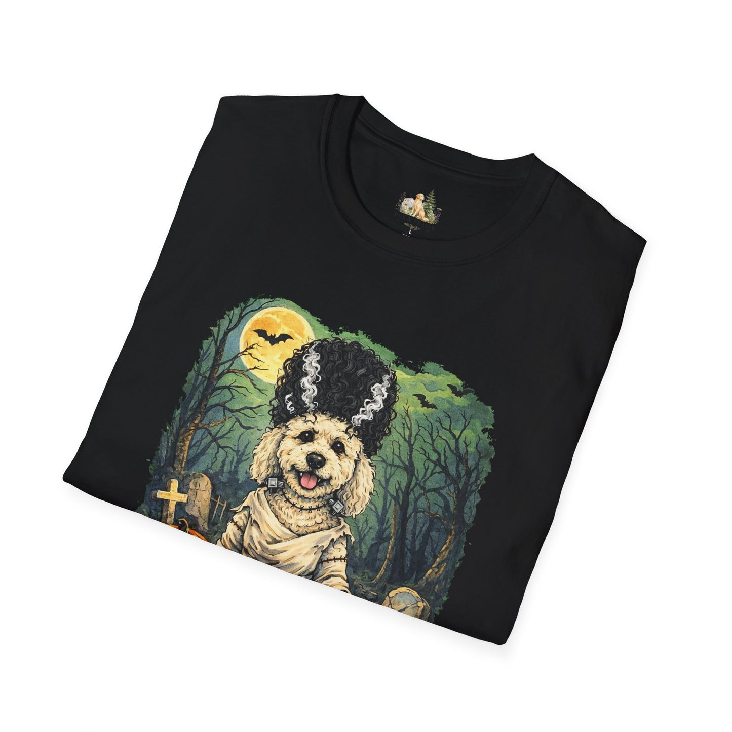 Unisex Halloween Dog Bride Of Barkenstein T-Shirt —What Tails Lurk Behind The Pines Collection