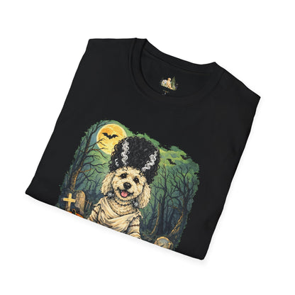 Unisex Halloween Dog Bride Of Barkenstein T-Shirt —What Tails Lurk Behind The Pines Collection