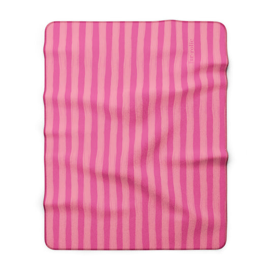 Pink Striped Sherpa Dog Blanket — 'Fur-rolic' Cozy Pet Throw