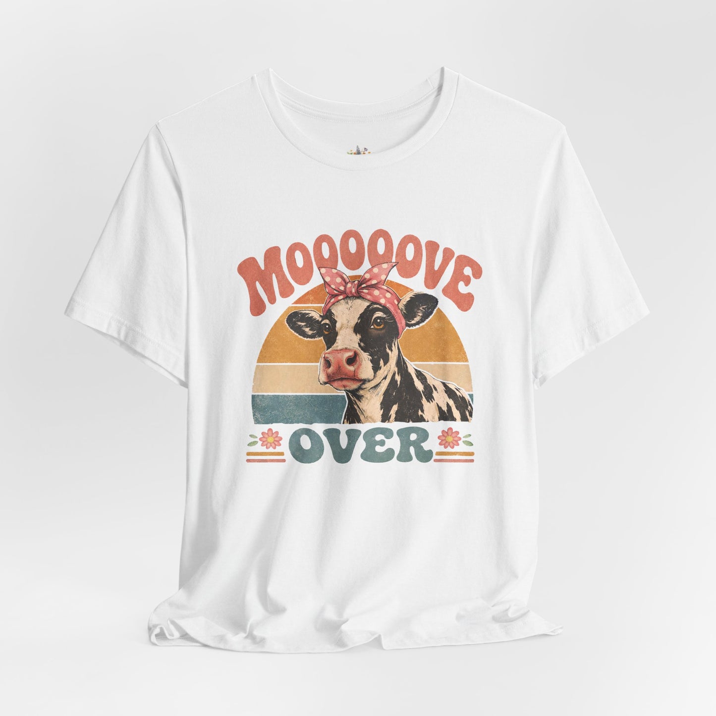 Moooove Over Cow Graphic Tee — Retro Farm Animal Shirt for Women & Men